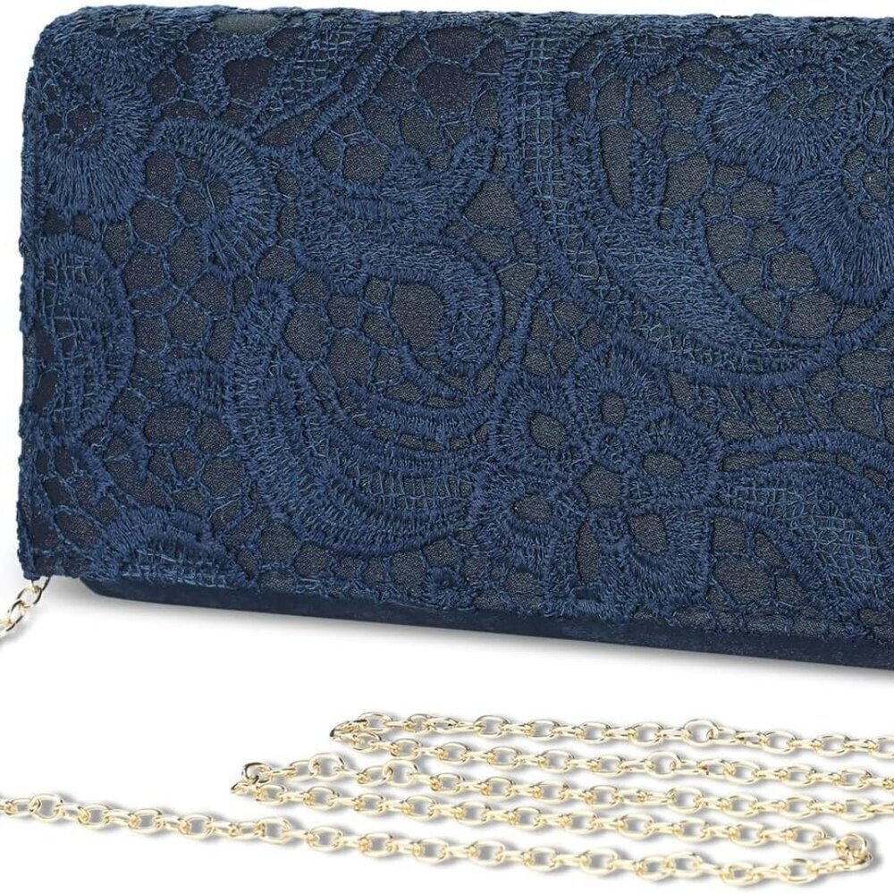 Elegant Lace Clutch Purses for Women Satin Envelope Nightparty Prom